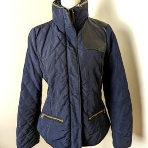 Zara Basic Navy Blue Quilted jacket sz Large with hood